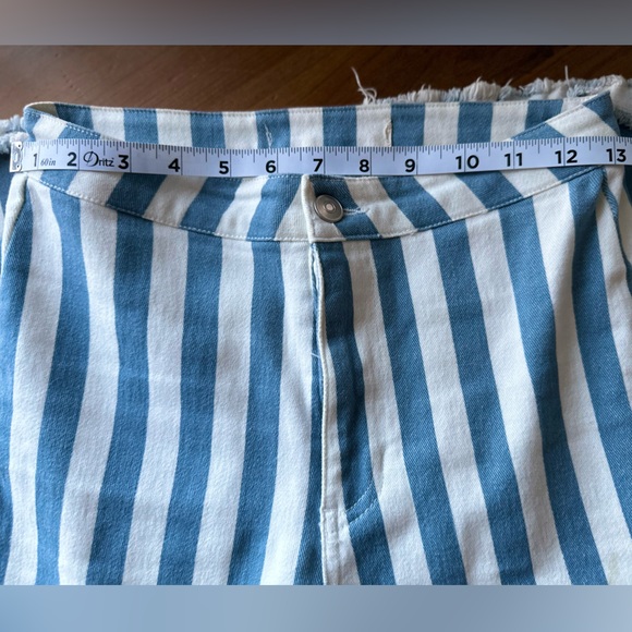 White & Light Blue Pin Stripe Super Flare Bell Bottom Flares - Picture 6 of 7